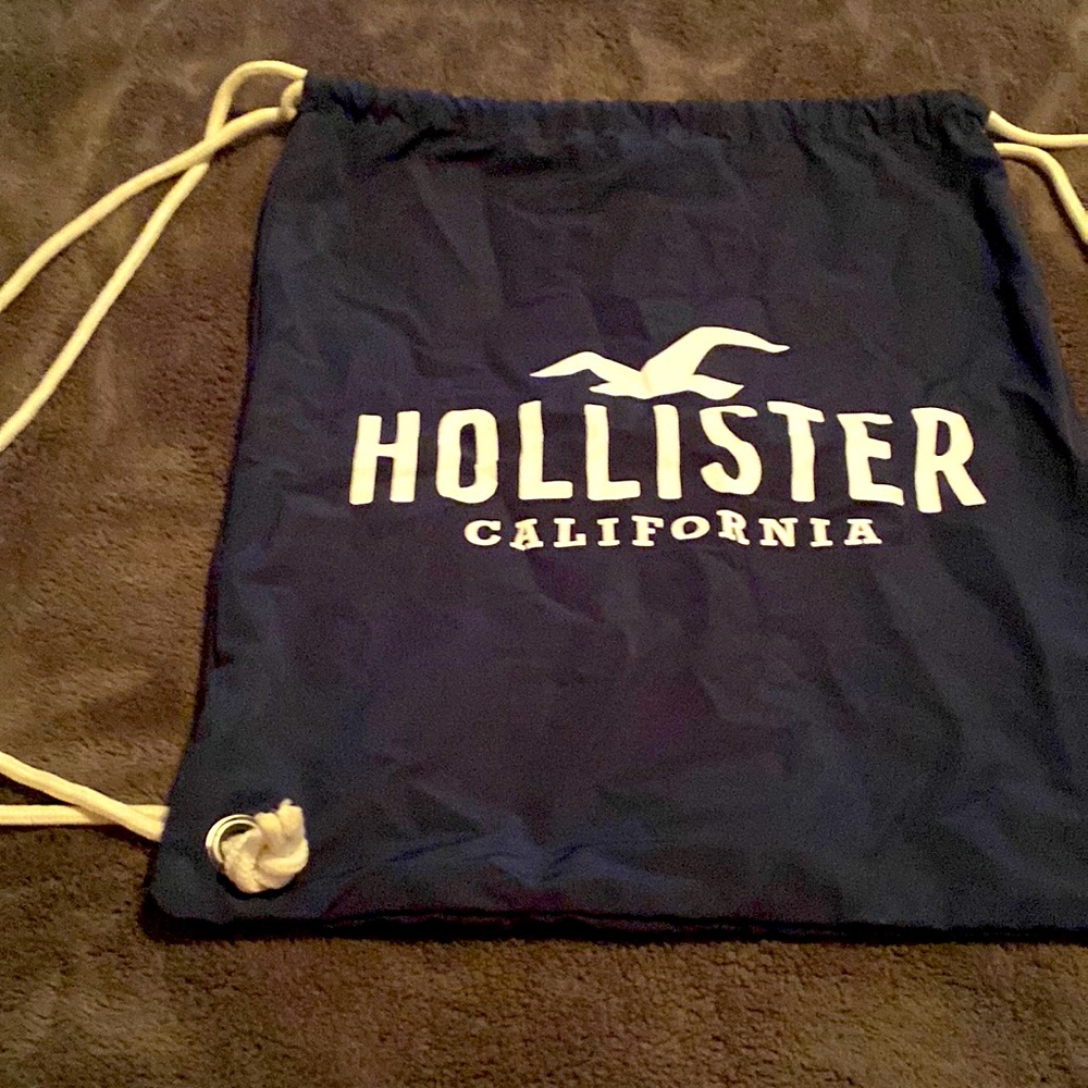 Hollister navy drawstring bag